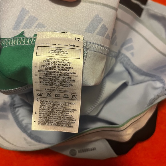 Adidas baby blue, green and black techfit colour-block bike short NWT - Picture 8 of 12